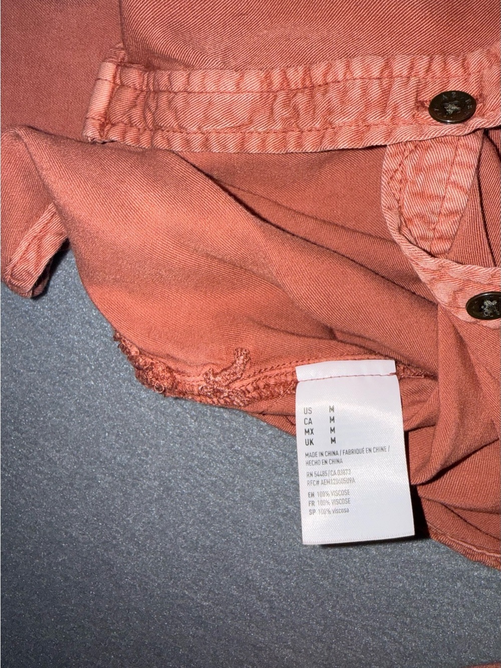 American Eagle Outfitters Burnt Orange Button-Front Shirt - Picture 3 of 4